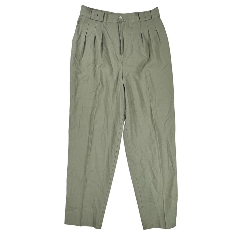 Christy Girl Vintage Pleated Pants Sage Green High Waist Tapered Pants Size 16